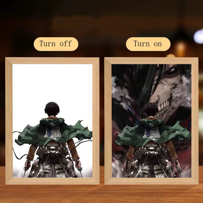 Anime Figure Led Night Light Anime Figurine Photo Frame Painting Decor Light Bedroom Decoraction for Christmas and Birthday Gift