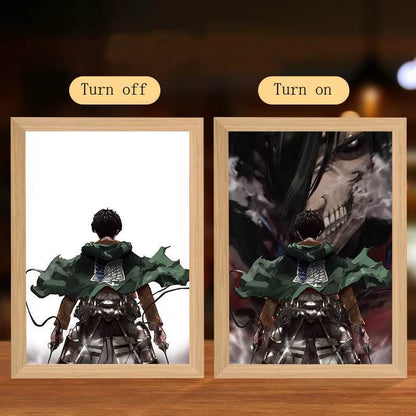 Anime Figure Led Night Light Anime Figurine Photo Frame Painting Decor Light Bedroom Decoraction for Christmas and Birthday Gift