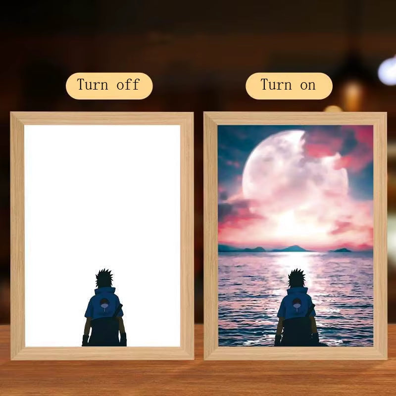 Anime Figure Led Night Light Anime Figurine Photo Frame Painting Decor Light Bedroom Decoraction for Christmas and Birthday Gift