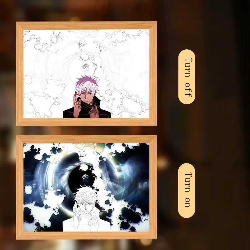 Anime Figure Led Night Light Anime Figurine Photo Frame Painting Decor Light Bedroom Decoraction for Christmas and Birthday Gift