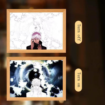 Anime Figure Led Night Light Anime Figurine Photo Frame Painting Decor Light Bedroom Decoraction for Christmas and Birthday Gift