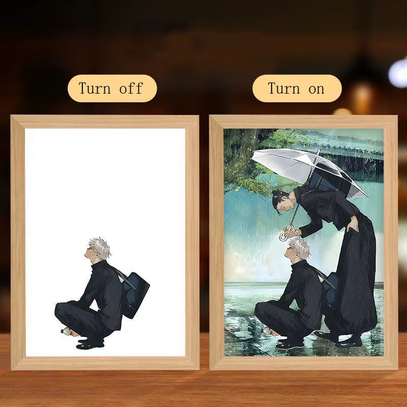 Anime Figure Led Night Light Anime Figurine Photo Frame Painting Decor Light Bedroom Decoraction for Christmas and Birthday Gift