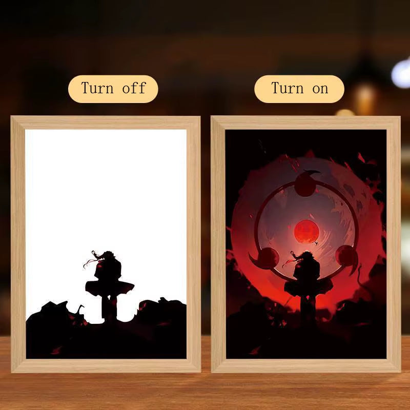 Anime Figure Led Night Light Anime Figurine Photo Frame Painting Decor Light Bedroom Decoraction for Christmas and Birthday Gift