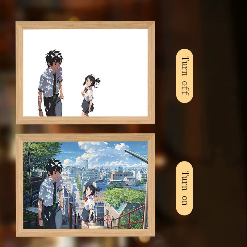 Anime Figure Led Night Light Anime Figurine Photo Frame Painting Decor Light Bedroom Decoraction for Christmas and Birthday Gift