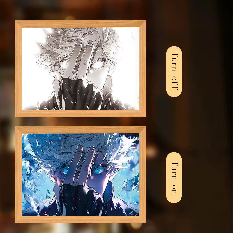 Anime Figure Led Night Light Anime Figurine Photo Frame Painting Decor Light Bedroom Decoraction for Christmas and Birthday Gift