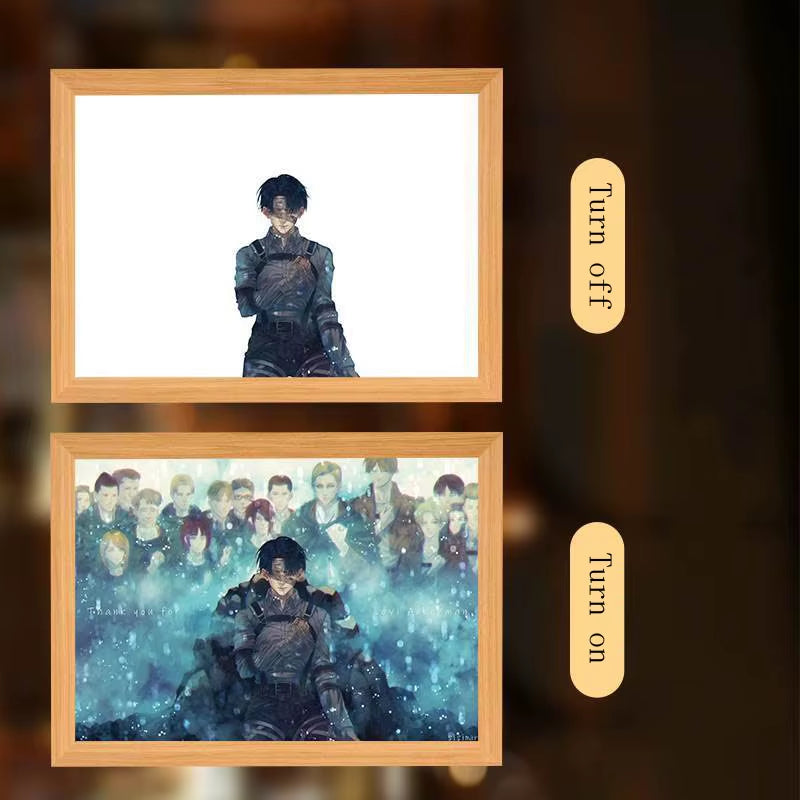 Anime Figure Led Night Light Anime Figurine Photo Frame Painting Decor Light Bedroom Decoraction for Christmas and Birthday Gift