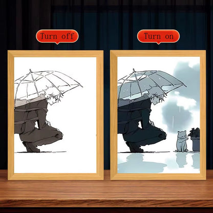 Anime Figure Led Night Light Anime Figurine Photo Frame Painting Decor Light Bedroom Decoraction for Christmas and Birthday Gift