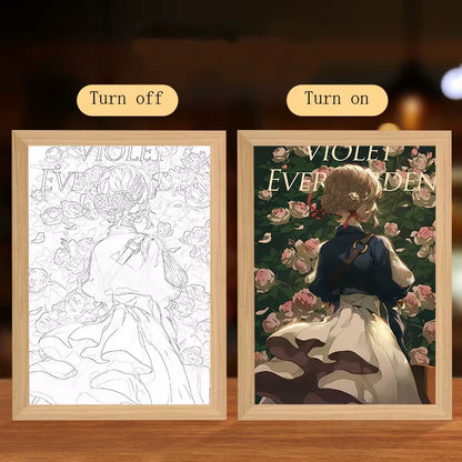 Anime Figure Led Night Light Anime Figurine Photo Frame Painting Decor Light Bedroom Decoraction for Christmas and Birthday Gift