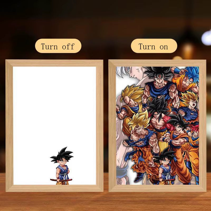 Anime Figure Led Night Light Anime Figurine Photo Frame Painting Decor Light Bedroom Decoraction for Christmas and Birthday Gift