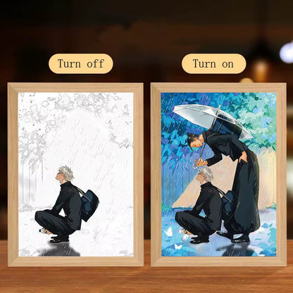 Anime Figure Led Night Light Anime Figurine Photo Frame Painting Decor Light Bedroom Decoraction for Christmas and Birthday Gift