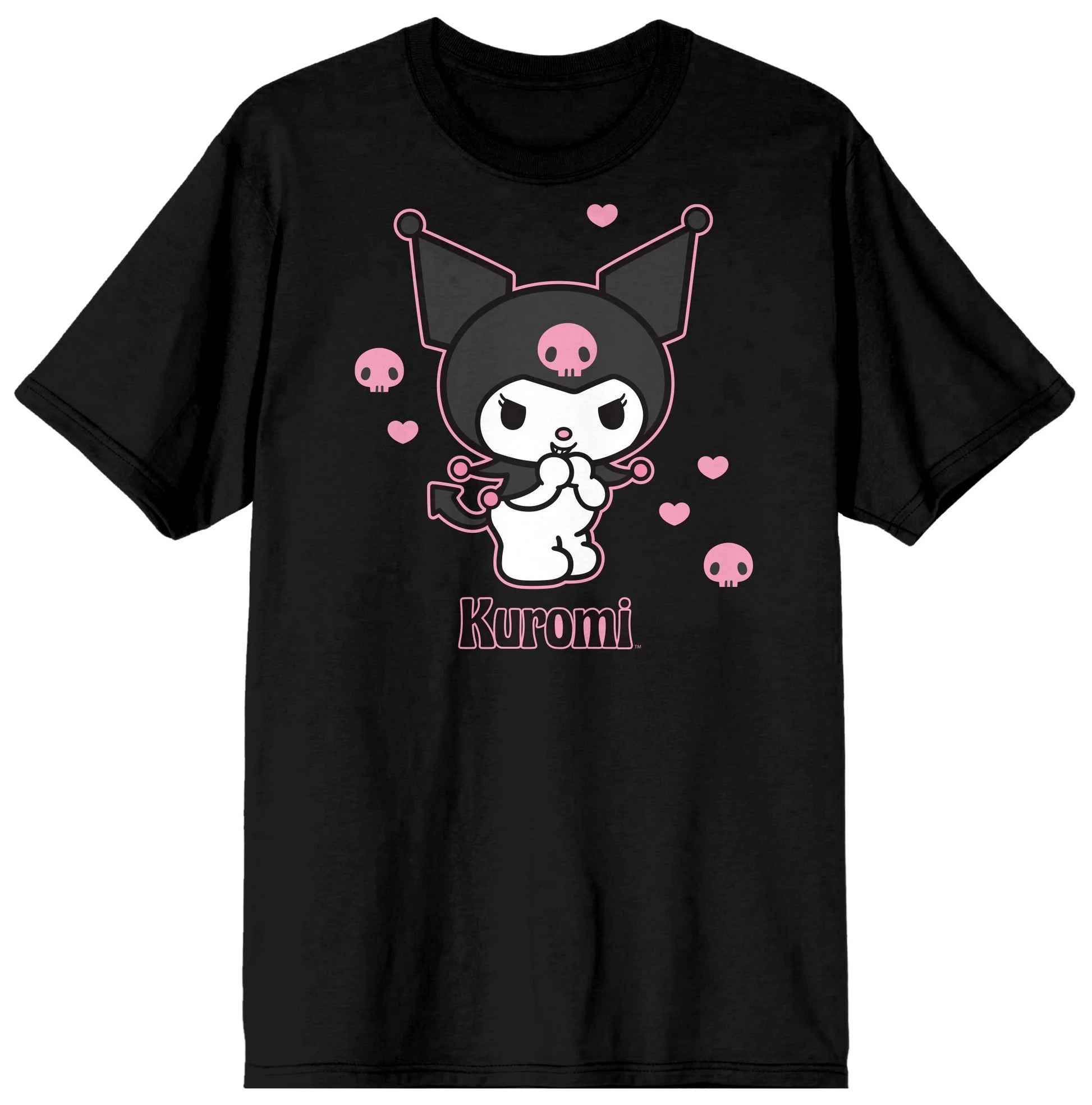 Sanrio Kuromi Anime Hearts Women'S Black Tee Shirt-Large