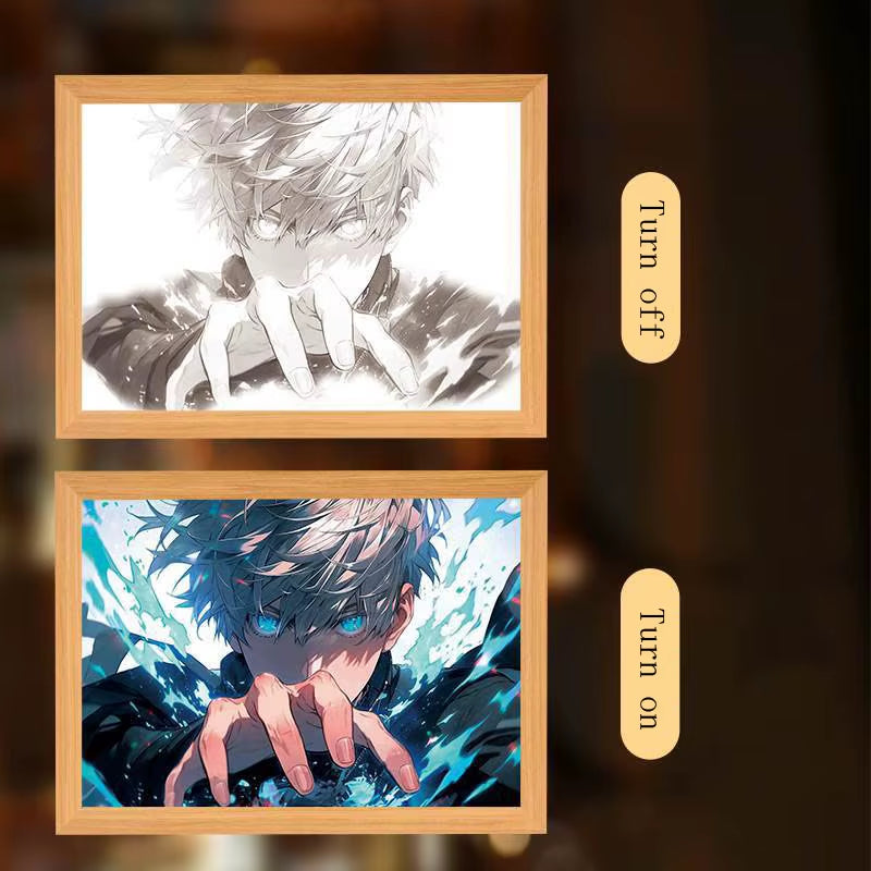 Anime Figure Led Night Light Anime Figurine Photo Frame Painting Decor Light Bedroom Decoraction for Christmas and Birthday Gift