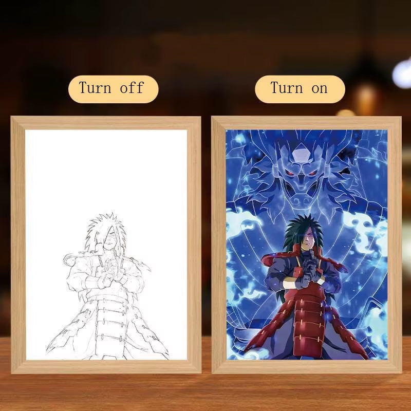 Anime Figure Led Night Light Anime Figurine Photo Frame Painting Decor Light Bedroom Decoraction for Christmas and Birthday Gift