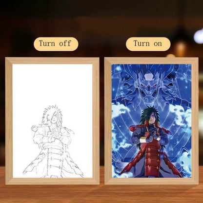 Anime Figure Led Night Light Anime Figurine Photo Frame Painting Decor Light Bedroom Decoraction for Christmas and Birthday Gift