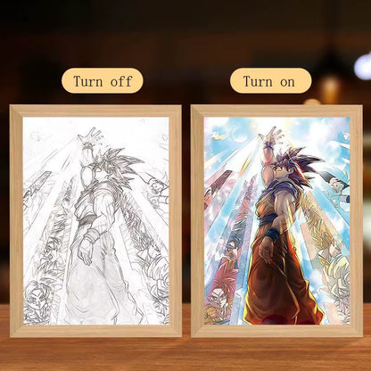 Anime Figure Led Night Light Anime Figurine Photo Frame Painting Decor Light Bedroom Decoraction for Christmas and Birthday Gift