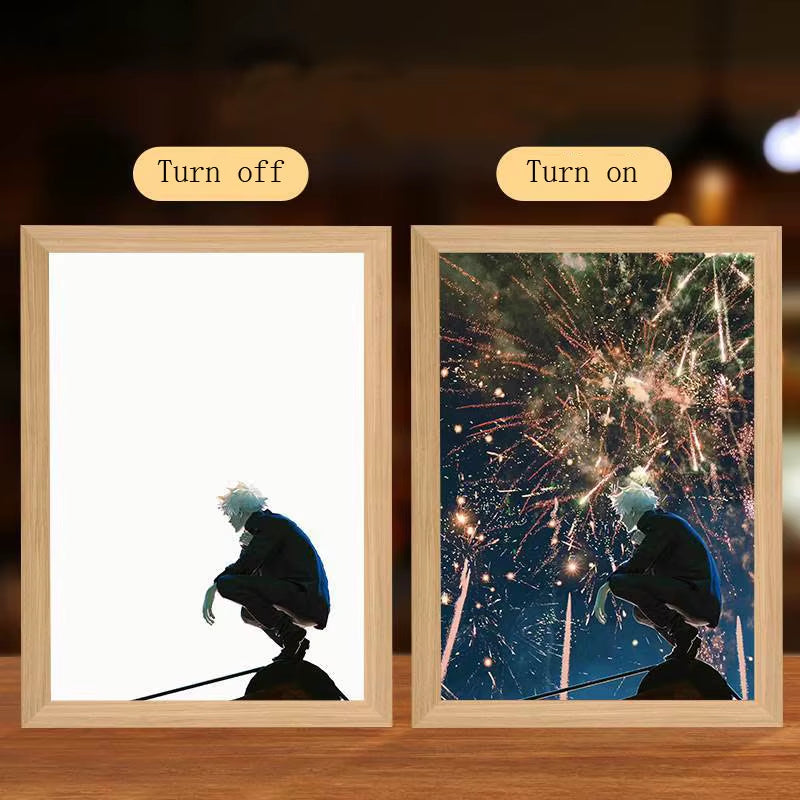 Anime Figure Led Night Light Anime Figurine Photo Frame Painting Decor Light Bedroom Decoraction for Christmas and Birthday Gift