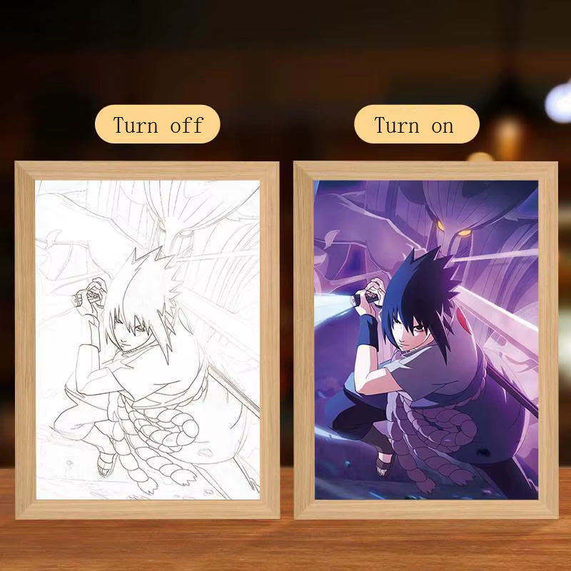 Anime Figure Led Night Light Anime Figurine Photo Frame Painting Decor Light Bedroom Decoraction for Christmas and Birthday Gift