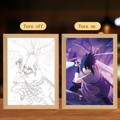 Anime Figure Led Night Light Anime Figurine Photo Frame Painting Decor Light Bedroom Decoraction for Christmas and Birthday Gift