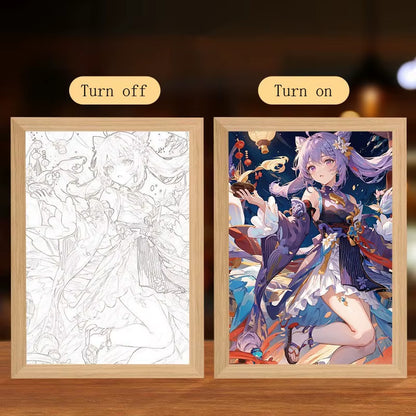 Anime Figure Led Night Light Anime Figurine Photo Frame Painting Decor Light Bedroom Decoraction for Christmas and Birthday Gift