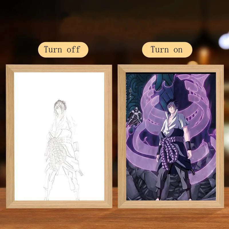 Anime Figure Led Night Light Anime Figurine Photo Frame Painting Decor Light Bedroom Decoraction for Christmas and Birthday Gift