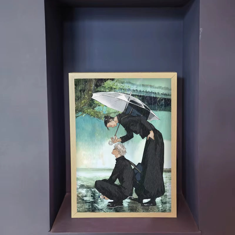 Anime Figure Led Night Light Anime Figurine Photo Frame Painting Decor Light Bedroom Decoraction for Christmas and Birthday Gift