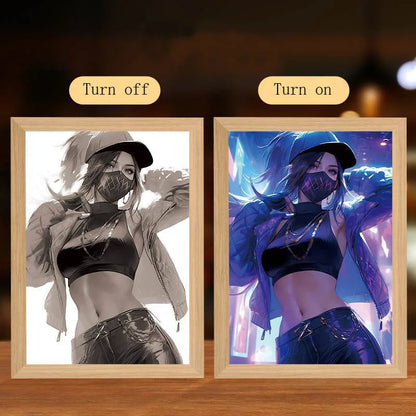 Anime Figure Led Night Light Anime Figurine Photo Frame Painting Decor Light Bedroom Decoraction for Christmas and Birthday Gift