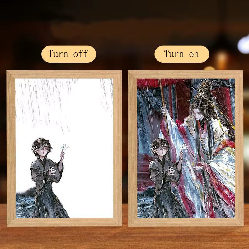 Anime Figure Led Night Light Anime Figurine Photo Frame Painting Decor Light Bedroom Decoraction for Christmas and Birthday Gift