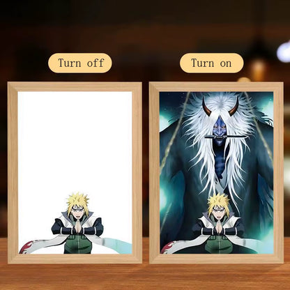 Anime Figure Led Night Light Anime Figurine Photo Frame Painting Decor Light Bedroom Decoraction for Christmas and Birthday Gift