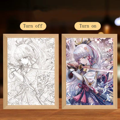 Anime Figure Led Night Light Anime Figurine Photo Frame Painting Decor Light Bedroom Decoraction for Christmas and Birthday Gift